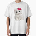 Cute White Kitten With Red Bow by AmirArtisanVibe