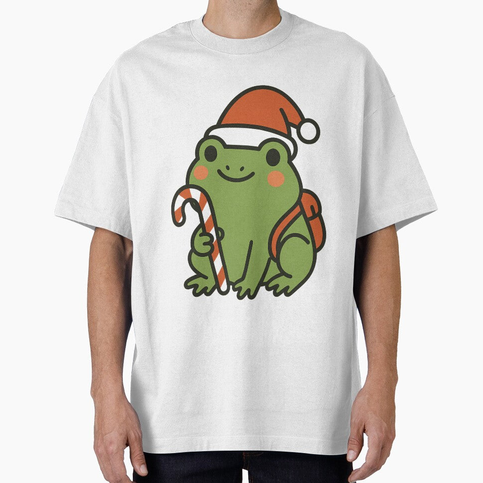 Festive Frog – Cute Christmas Candy Cane Sticker by StickerVibeStudio