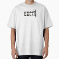Brain Cells Typography | Funny Meme Quote | Dark Humor Graphic | Metallic Chrome Text | Sarcastic Aesthetic Sticker, T-Shirt & Laptop Decal by ArtMashupCo