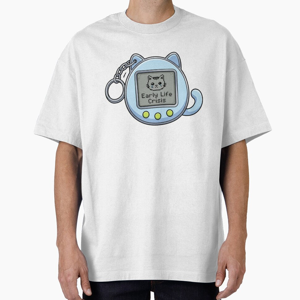 Cute Sad Cat Tamagotchi Early Life Crisis by CrystalMineArts