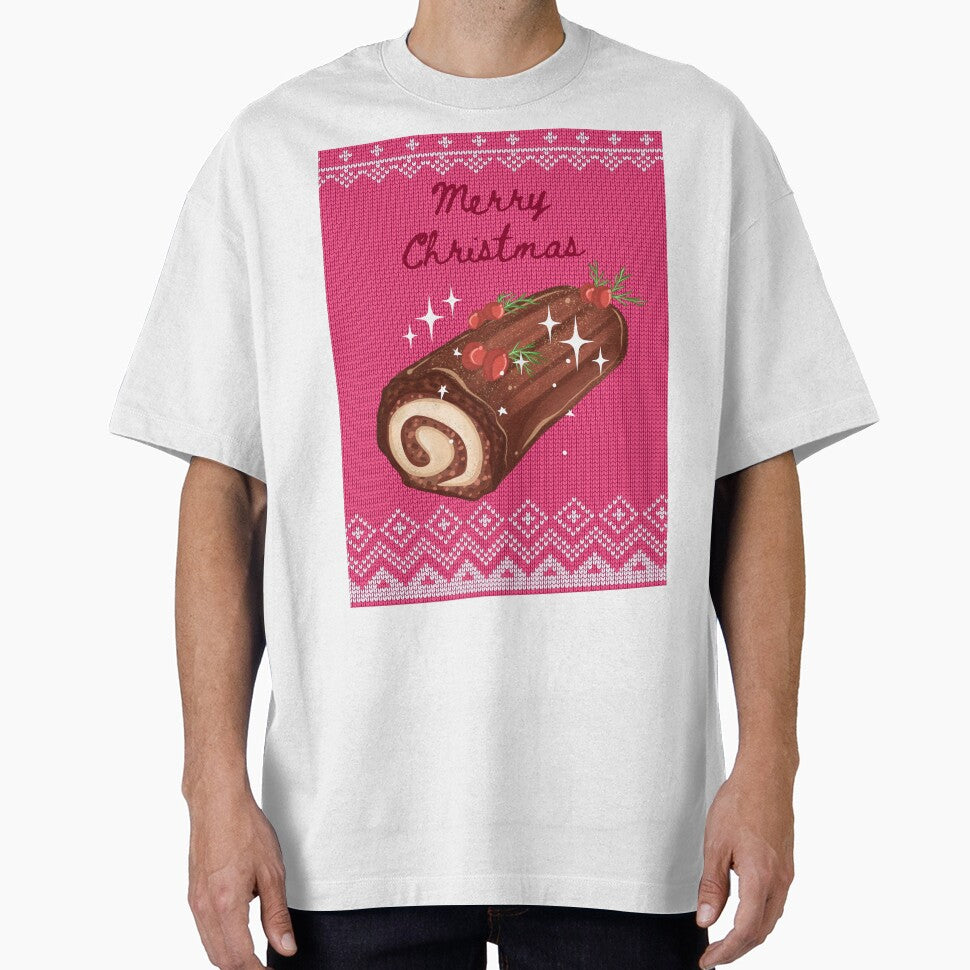 Merry Christmas Log - Pink Christmas sweater by bowsbotanicals
