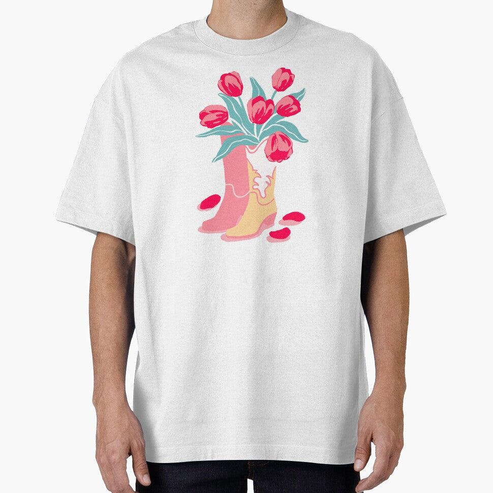Copy of Pink Cowboy Boots With Tulips Cute Western Aesthetic (pink background) by MinimalAnGo