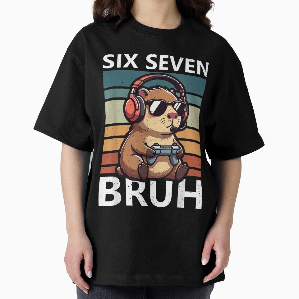 Six Seven Bruh 67 Meme Funny Capybara Retro Gaming Kids Boys Art for Men Women Kids , Capybara Gift Lover by DZIRI NAJAT