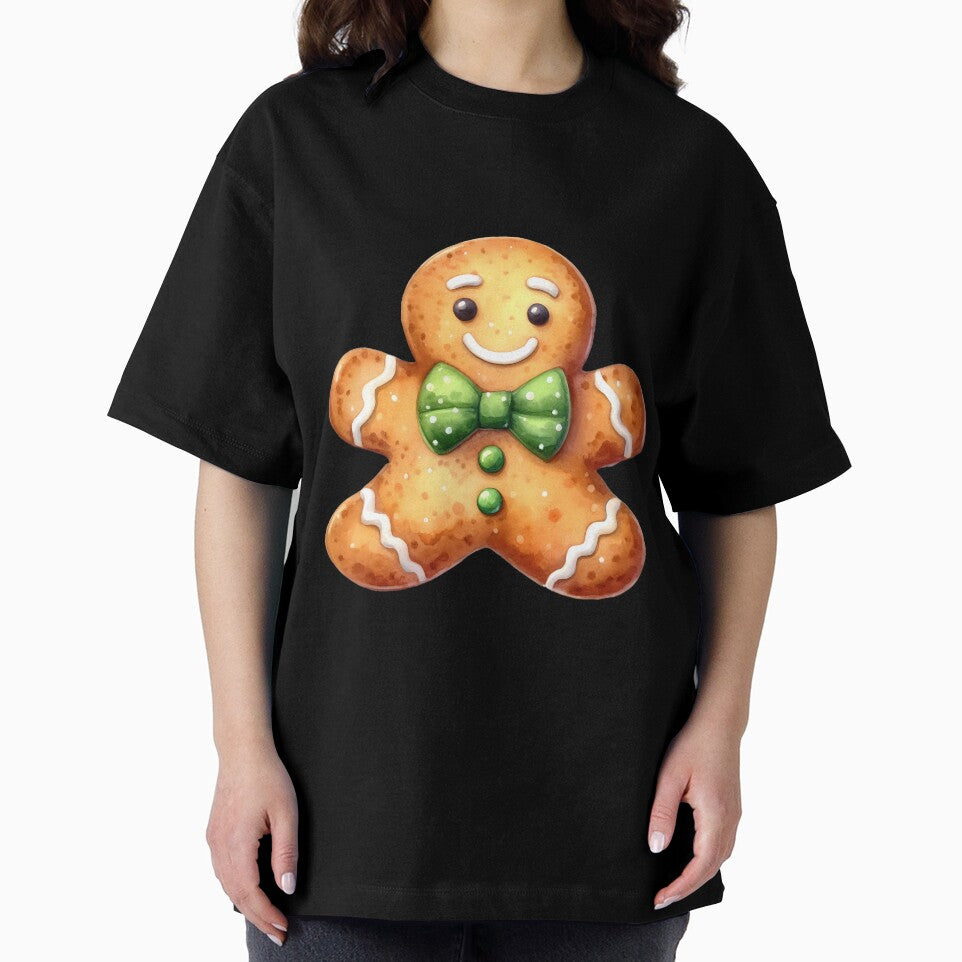 Festive Cheer: Smiling Gingerbread Man Watercolor Art by aiartbay