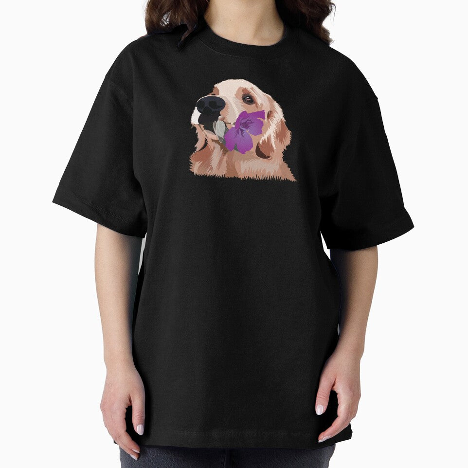 Golden Retriever with a Purple Flower by KCPetPortraits