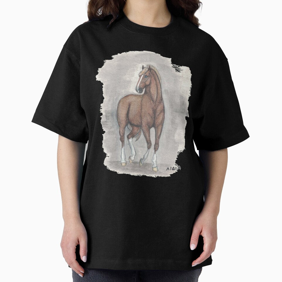 Brown Horse Watercolor Art by Lestellero