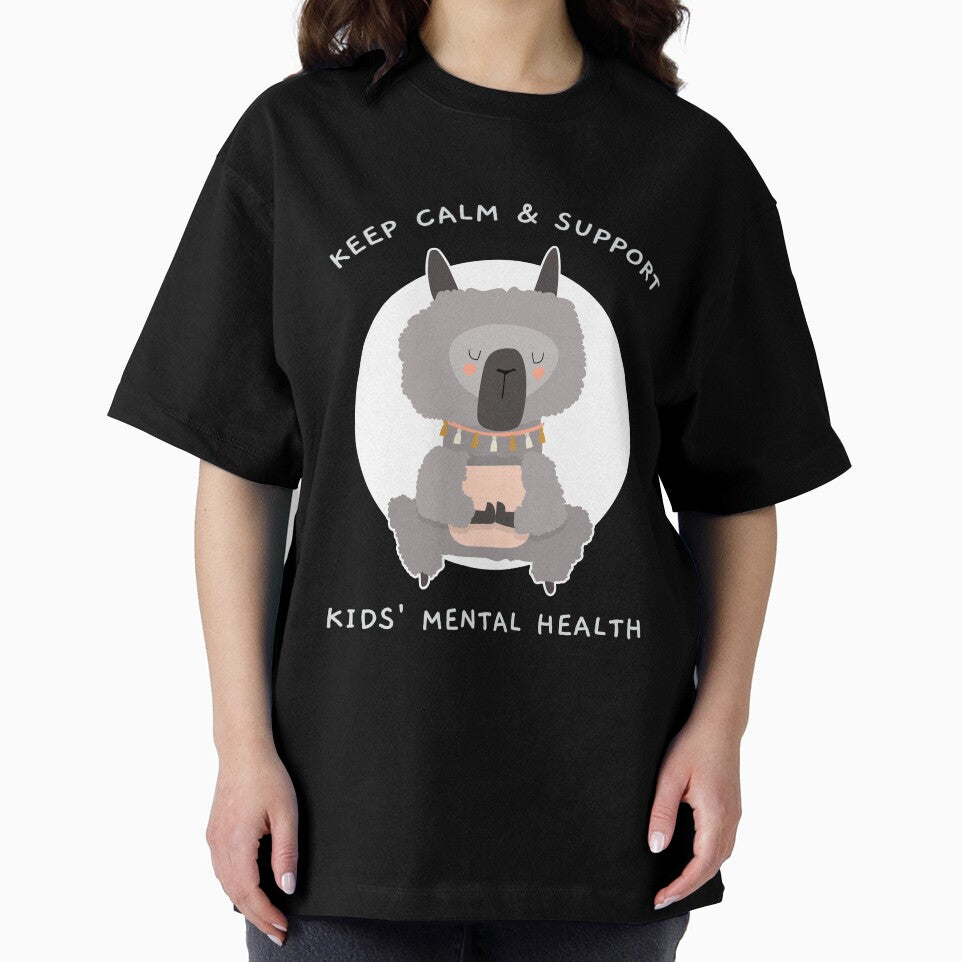 Keep Calm and Support Kids’ Mental Health Cute Llama by Winter--Flowers