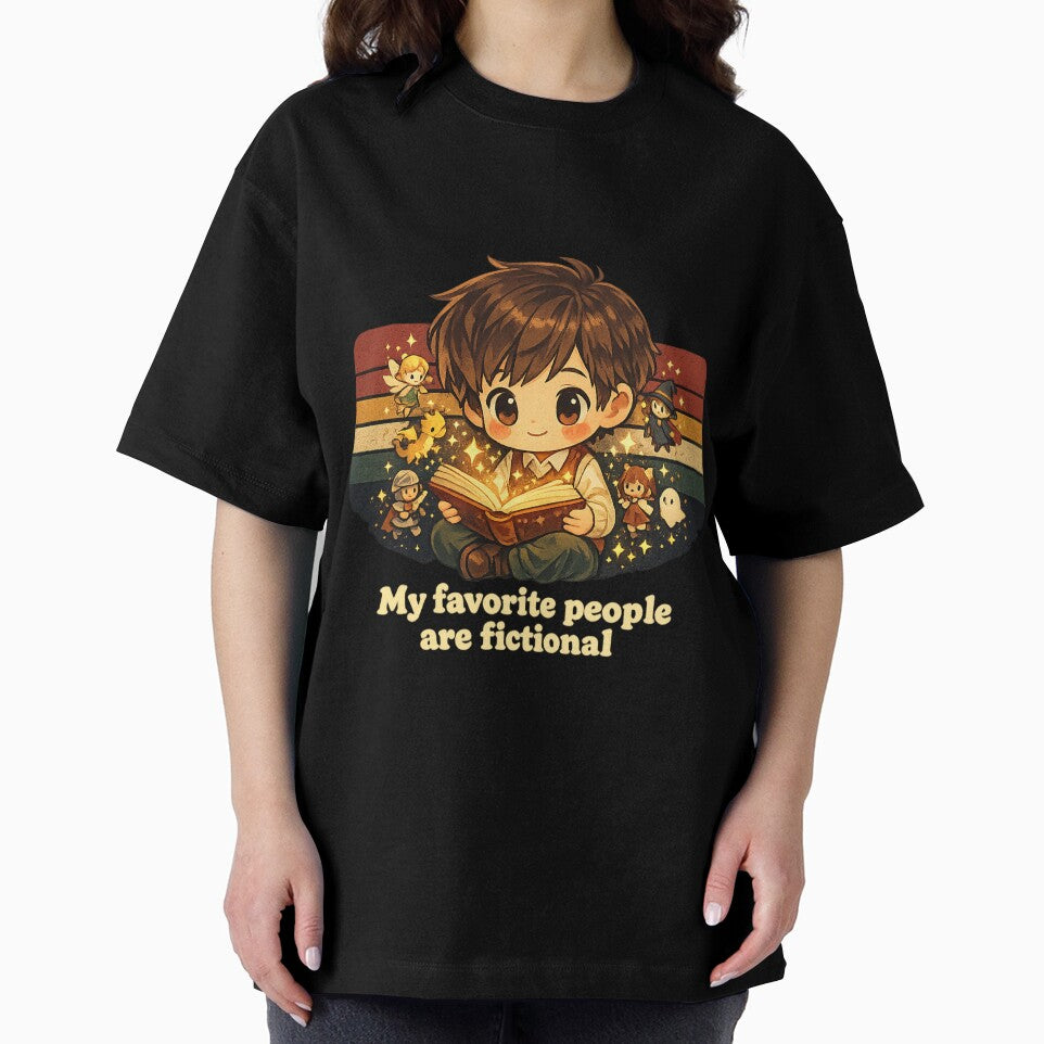 My Favorite People Are Fictional - Funny Book Lover Introvert T-Shirt by Art JSMY