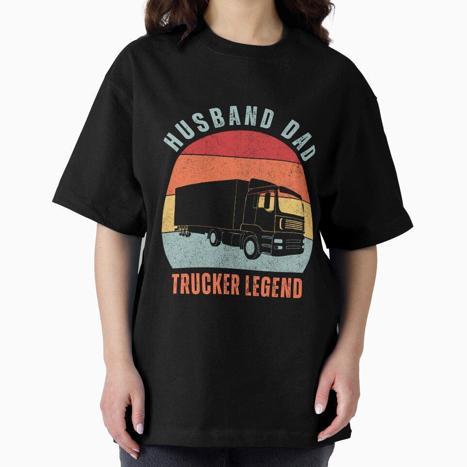 Husband Dad Trucker Legend I Drop Big Loads Funny Vintage Retro Sunset by CandyDroidMerch