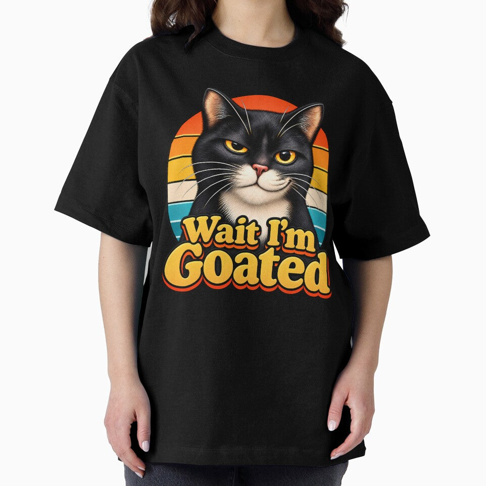 Wait I'm Goated - Funny Black Cat Meme Retro by RetroOddity