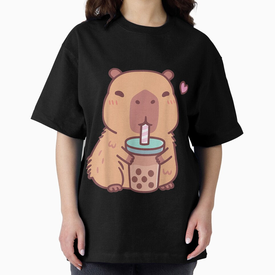 Cute Capybara Kawaii Anime Drinking Bubble Tea Lover Girls Art for Men Women Kids , Capybara Gift Lover by DZIRI NAJAT