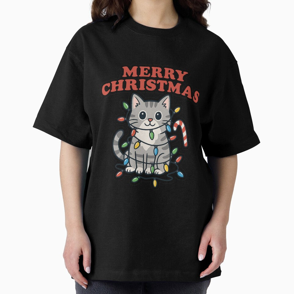 Meowy Christmas Cat Tangled in Lights Funny Santa Claws Holiday Design for Stickers, Mugs, Cards, and Apparel by Eclipse 3699