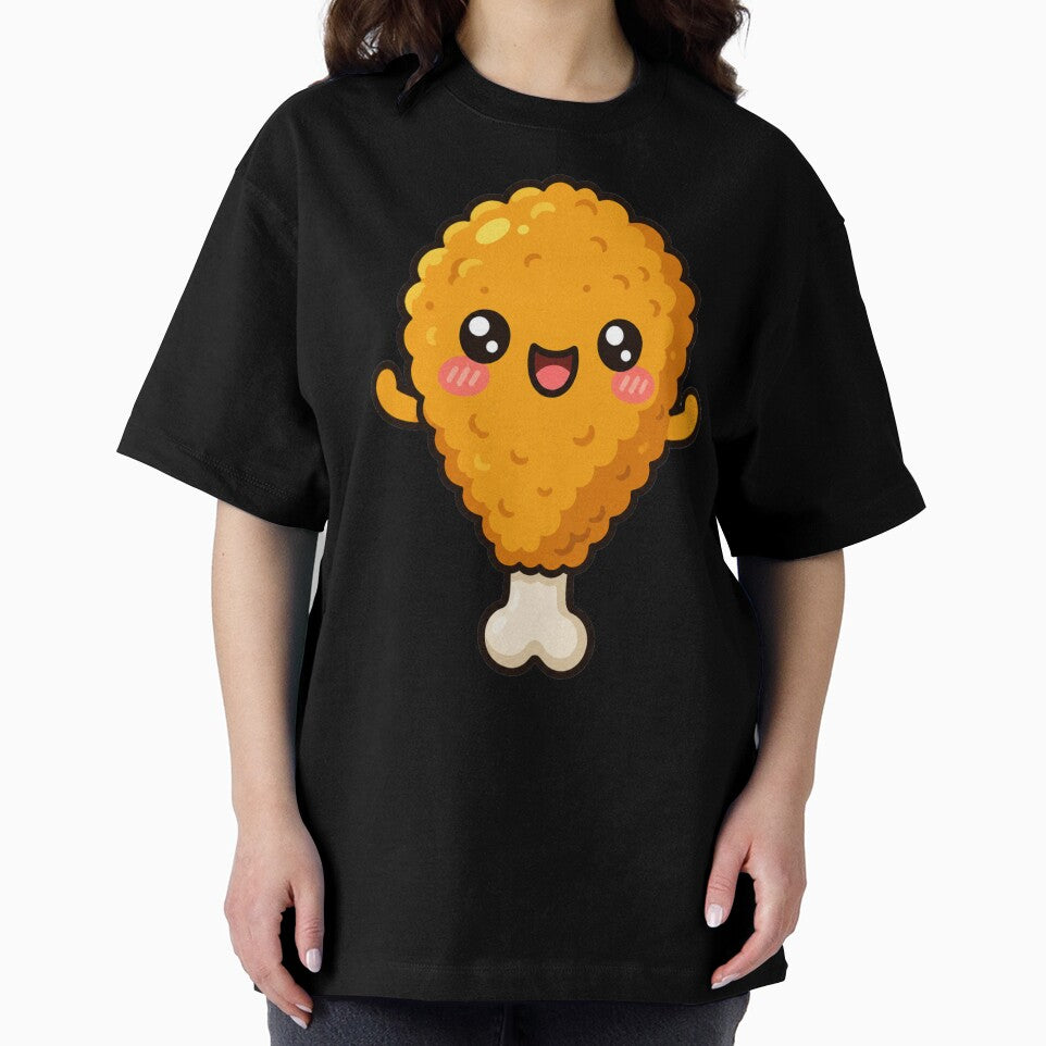 Cute Kawaii Fried Chicken Drumstick Cartoon | Happy Chicken Nugget Chibi Food Character by MonkeyVibe