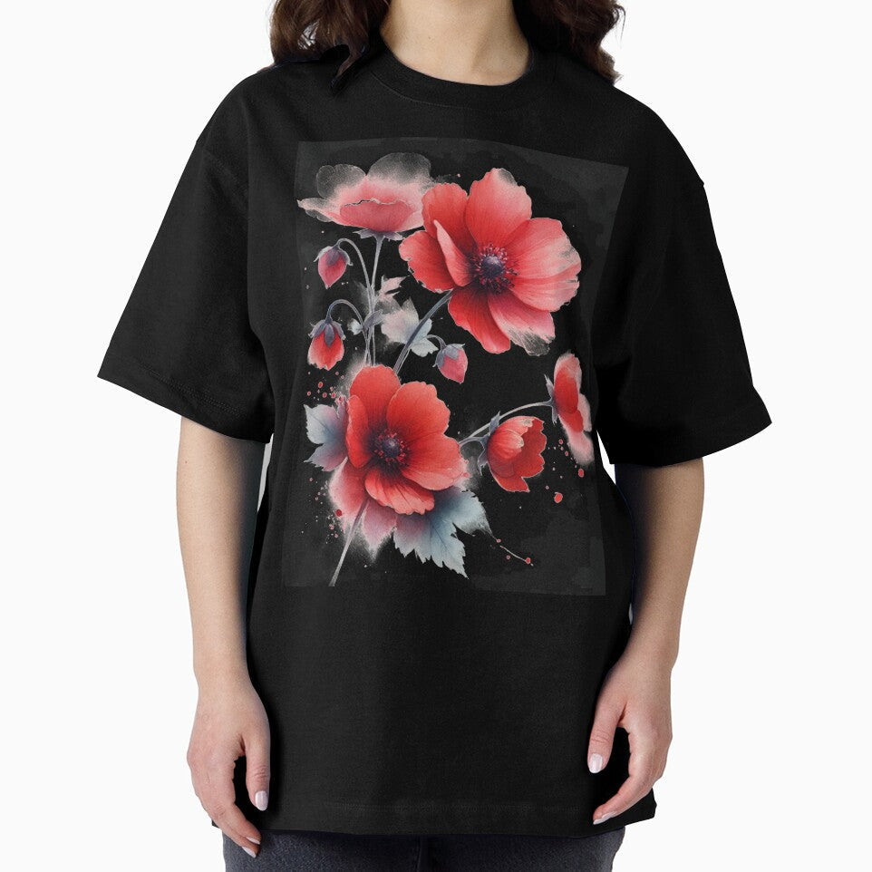 Red Poppies Flowers watercolor by Monika Howarth Unisex