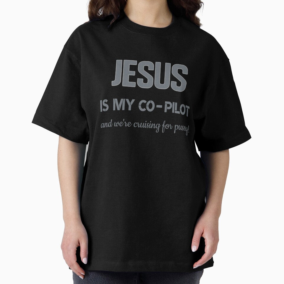 Jesus Is My Co-pilot and We're Cruising for Pussy-Car Sticker by bluehatgraphics