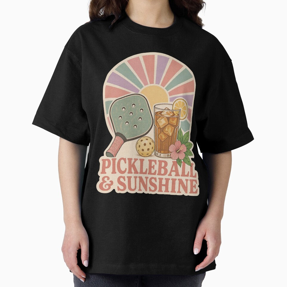 Funny pickleball quote for girls - Pickleball and sunshine - Vintage retro pickleball art by BelievingCreate