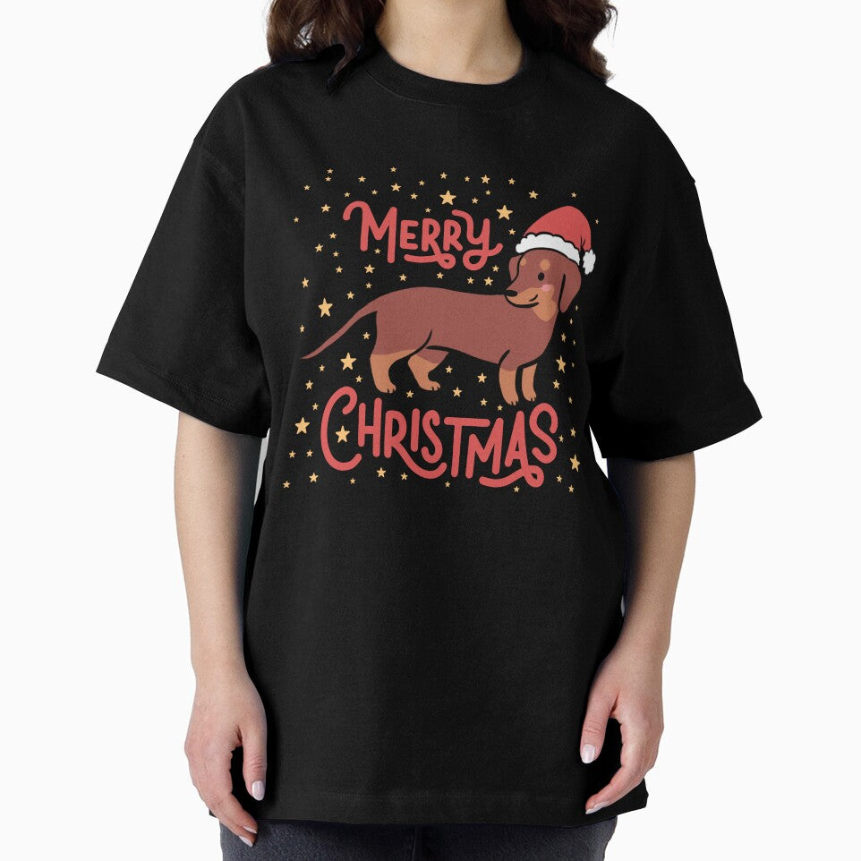 Merry Christmas Cute christmas dachshund dog illustration by Yarafantasyart