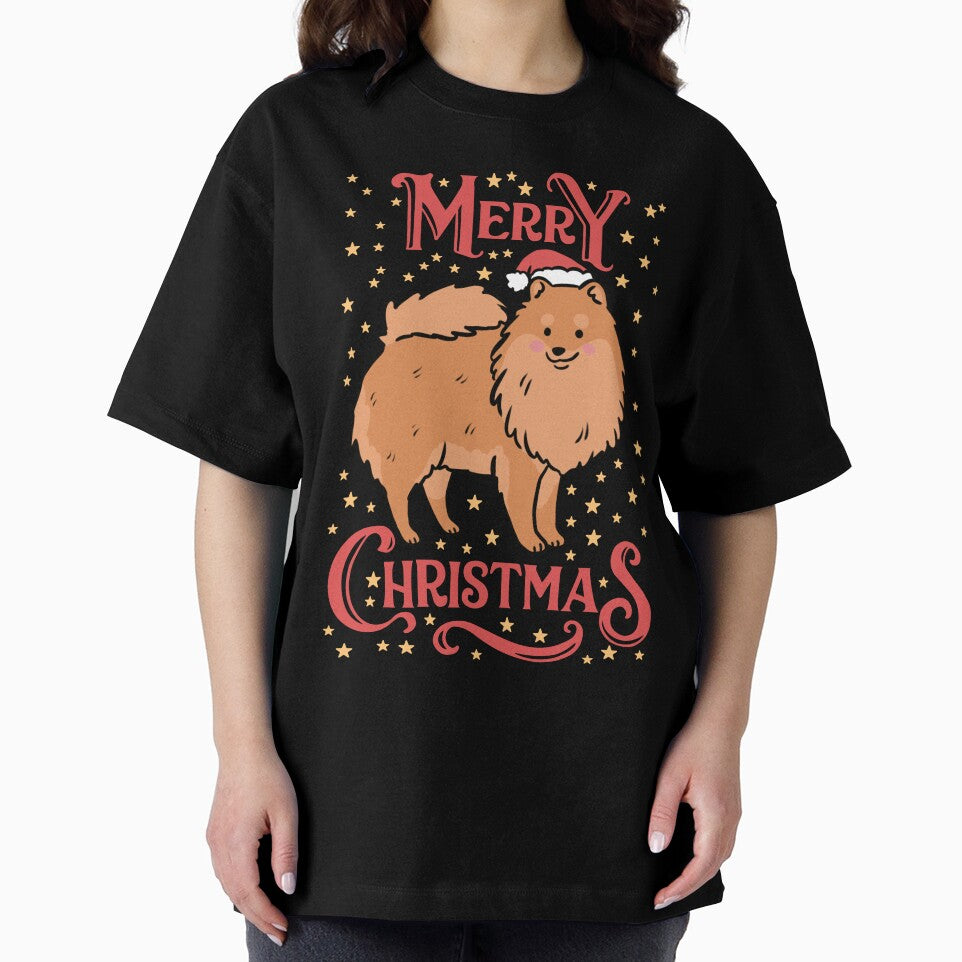 Merry Christmas Cute christmas pomeranian dog illustration by Yarafantasyart
