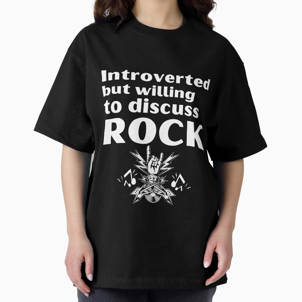 Introverted But Willing To Discuss Rock Funny Introvert Tshirt by OldSkullDesigns