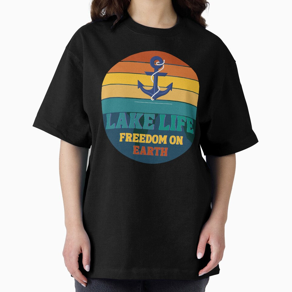 Lake Life Freedom On Earth Retro Sun Design by OzarkEpoxy