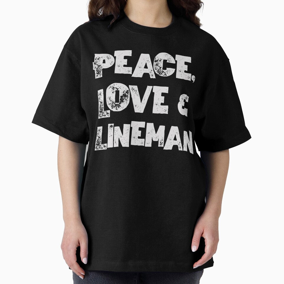 Football Lineman | Peace, Love & Lineman Cool T-shirt by WhySoSerious⭐⭐⭐⭐⭐