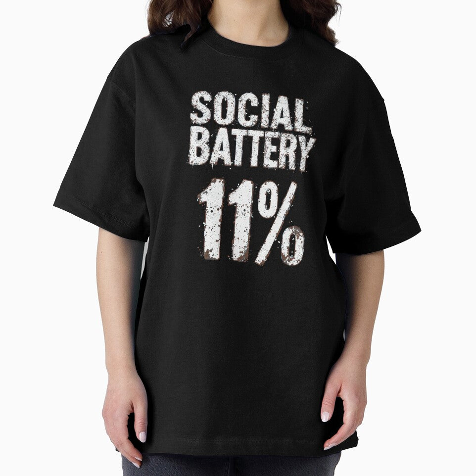 Funny Social Battery 1% Introvert Humor Design by  BreedCraft Studio