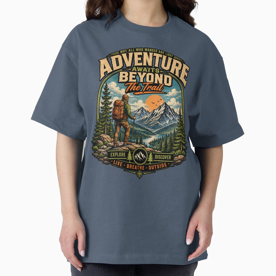 Adventure Awaits Beyond The Trail Vintage Hiking Outdoors Mountain by iratuslol