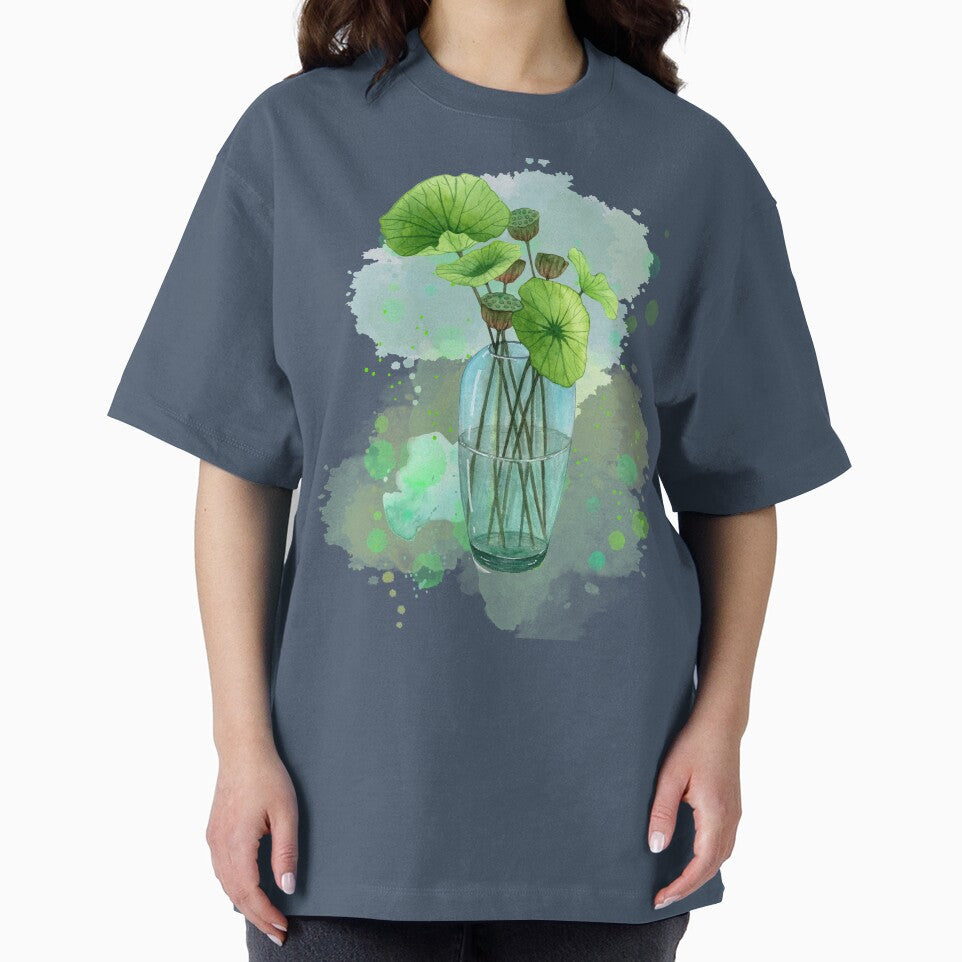 Vintage Botanical Watercolor – Green floral in Glass Vase by MarcelooArt