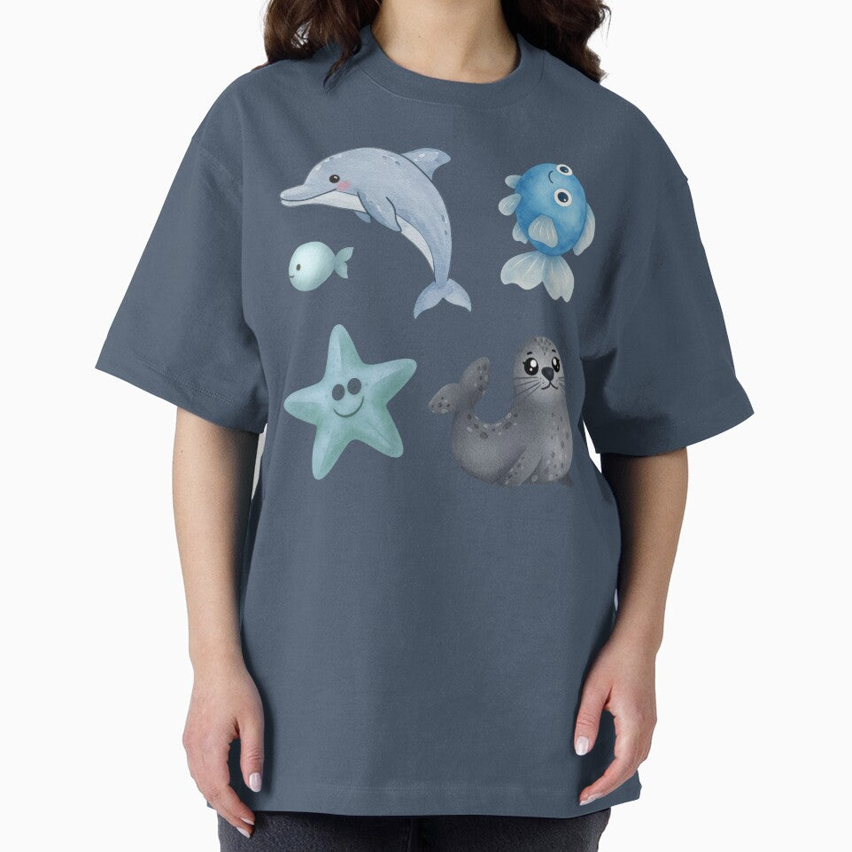 Cute Watercolor Blue Sea Creature Ocean life Sea Animals Ocean Aesthetic by Art IN Pack