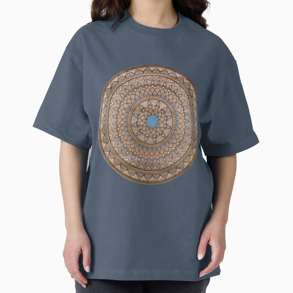 Hand Drawn Brown And Blue Mandala by Zedart