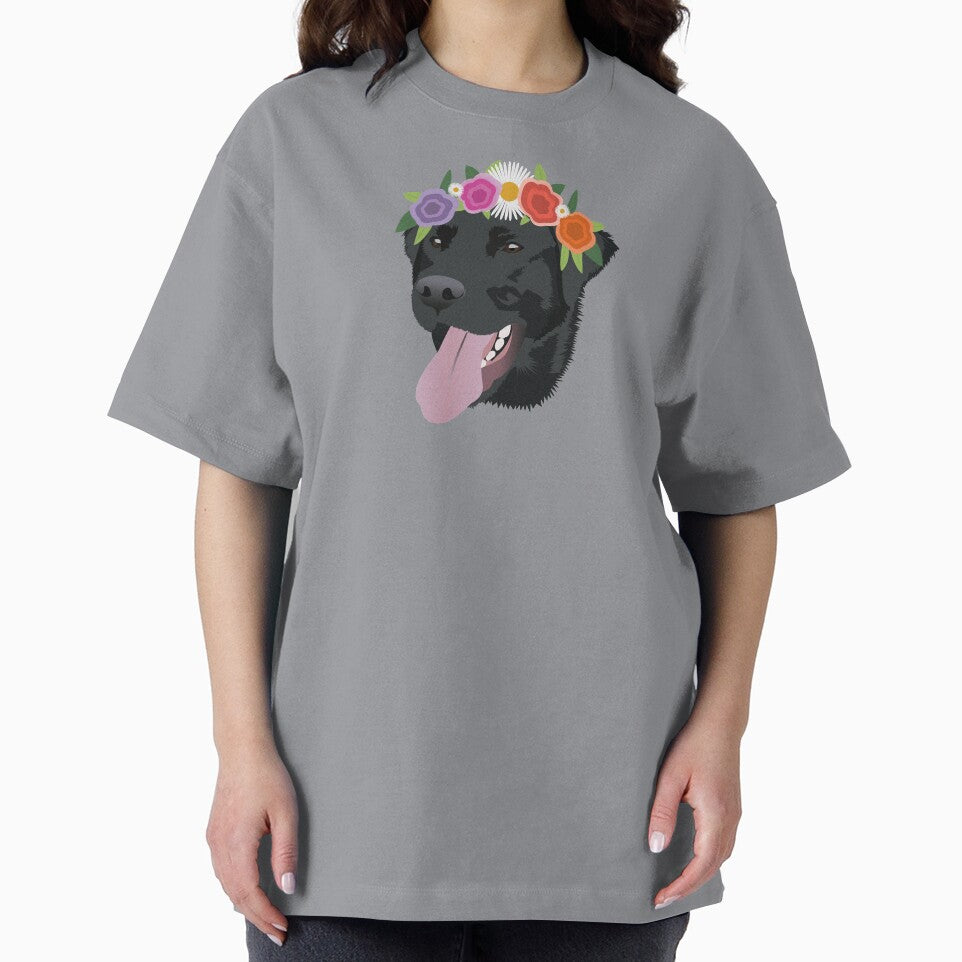 Black Lab wearing a Flower Crown by KCPetPortraits