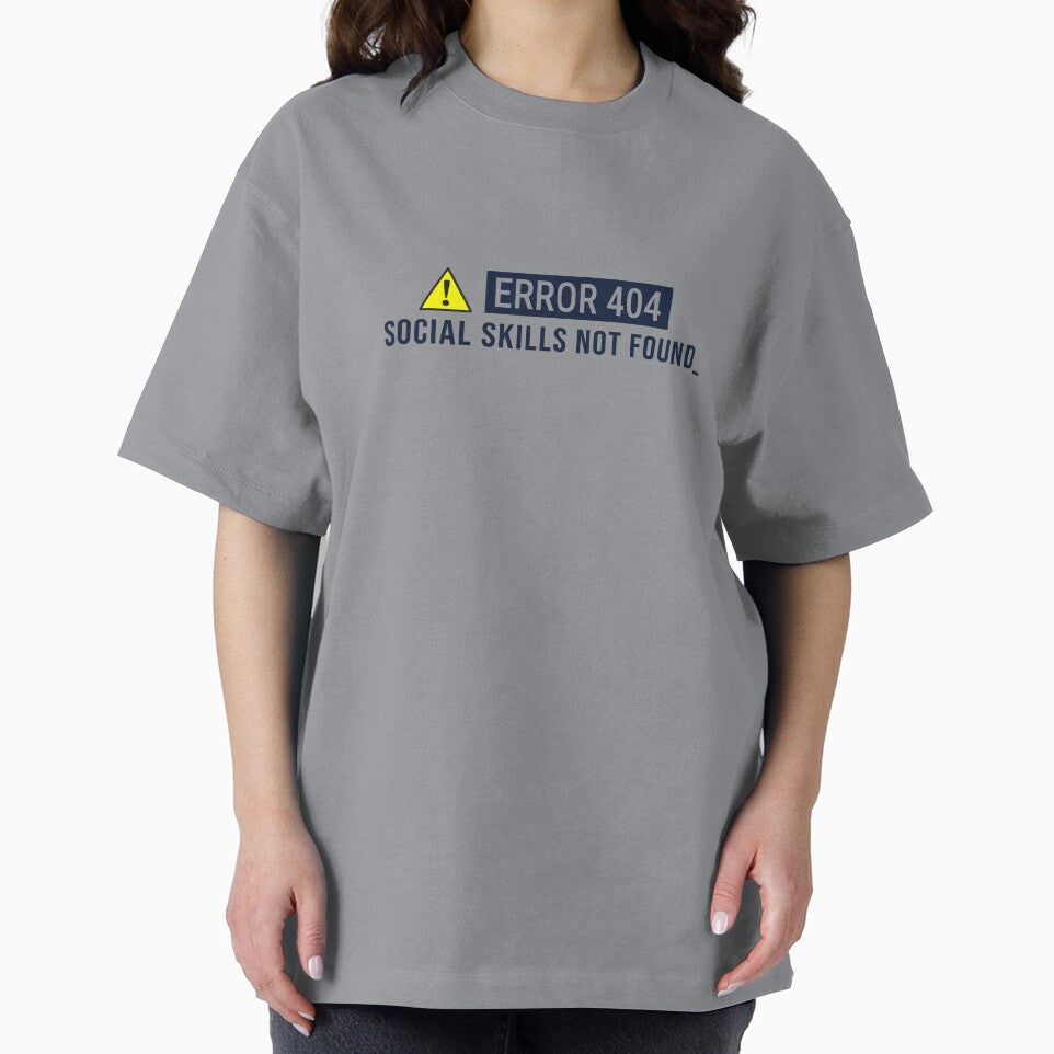 Funny Introvert Shirt - Error 404 Social Skills Typography by vizzionary