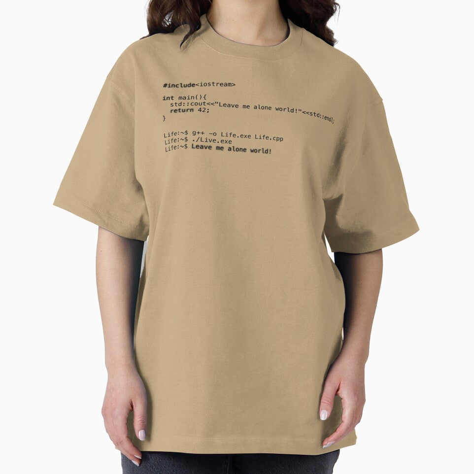 Programming code "Leave me alone world!" (black) by BIXIDEV