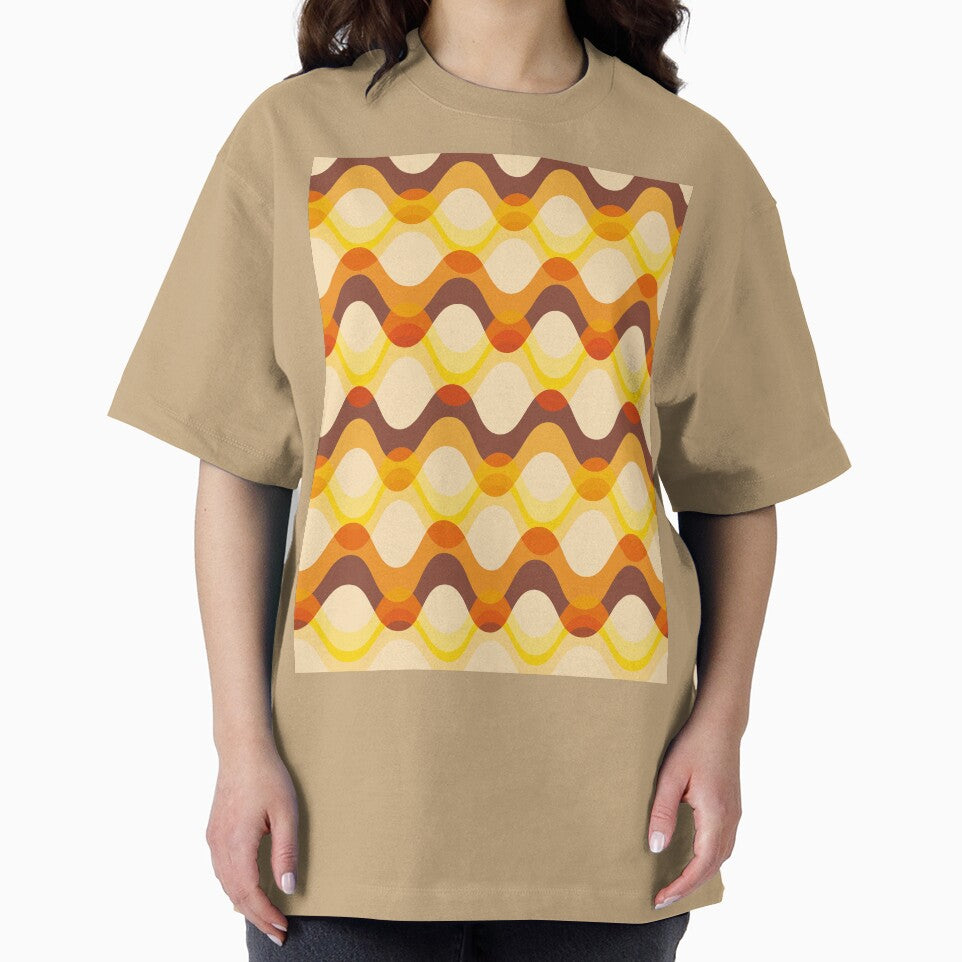 Retro 70s Wavy Pattern - warm orange, yellow and brown by JMgraphic