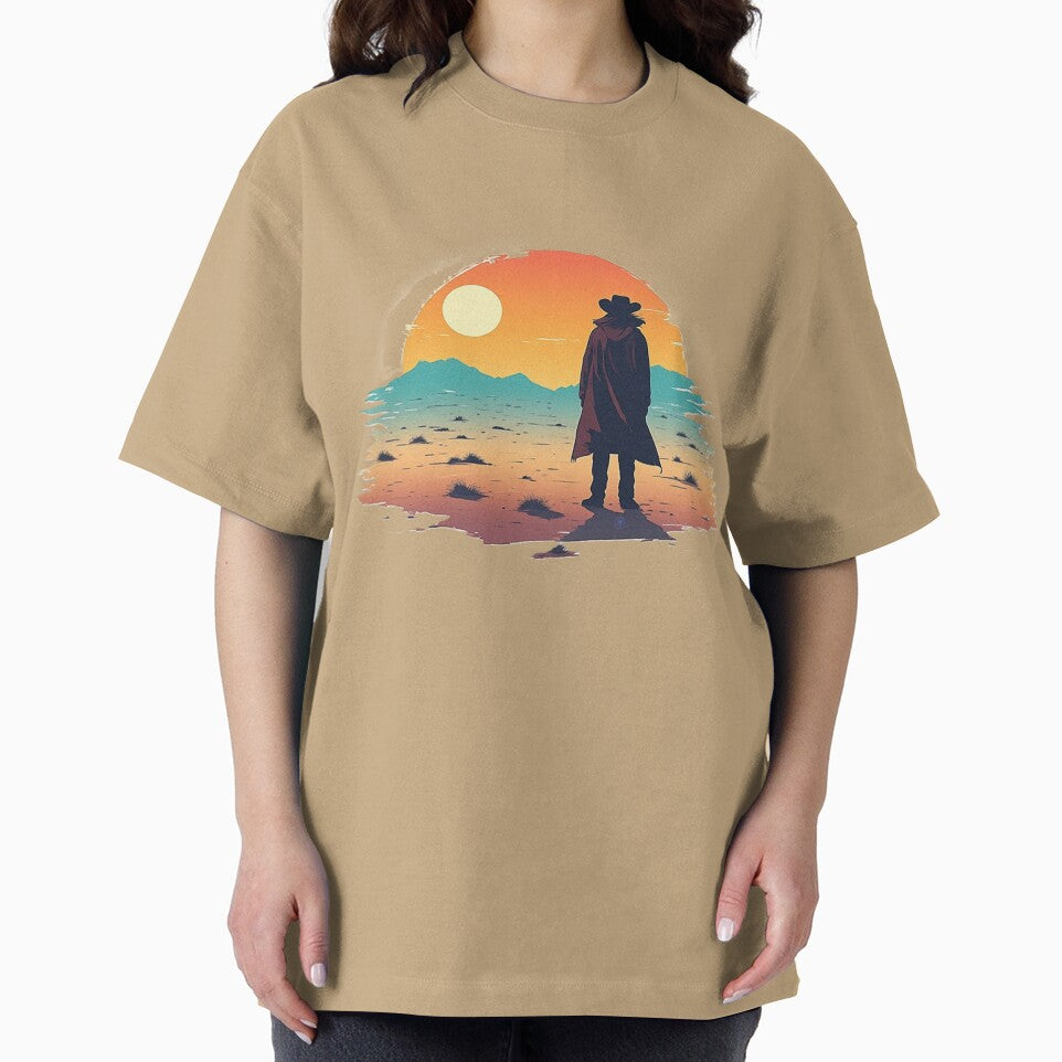 Lonely Cowboy Sunset Silhouette – Wild West Desert Aesthetic Retro Western Art by NegarTv Designs by NegarTv Designs
