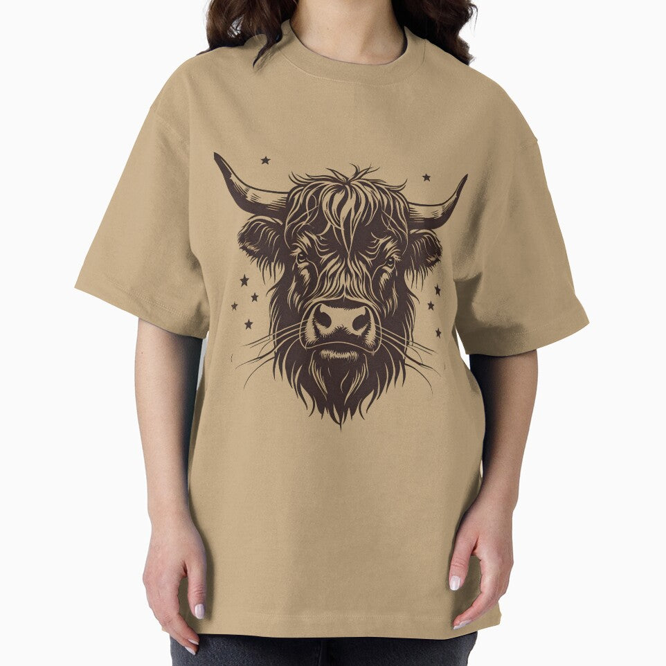 Highland cow in a retro pose by Metaverse8