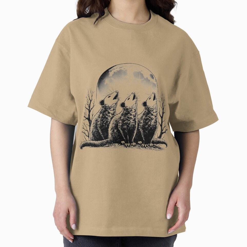 Three Possums Howling at Moon Vintage by VerdePlantTees