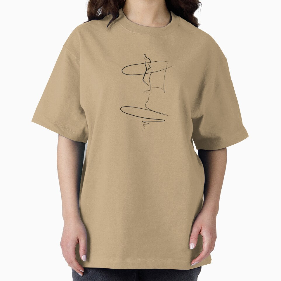 Surfing minimal art in one line drawing by evk-art
