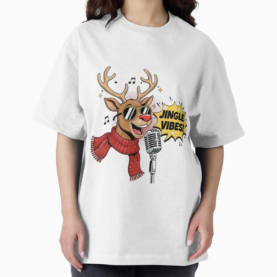 Cool Reindeer with Sunglasses Singing Jingle Vibes by Overshared Studio