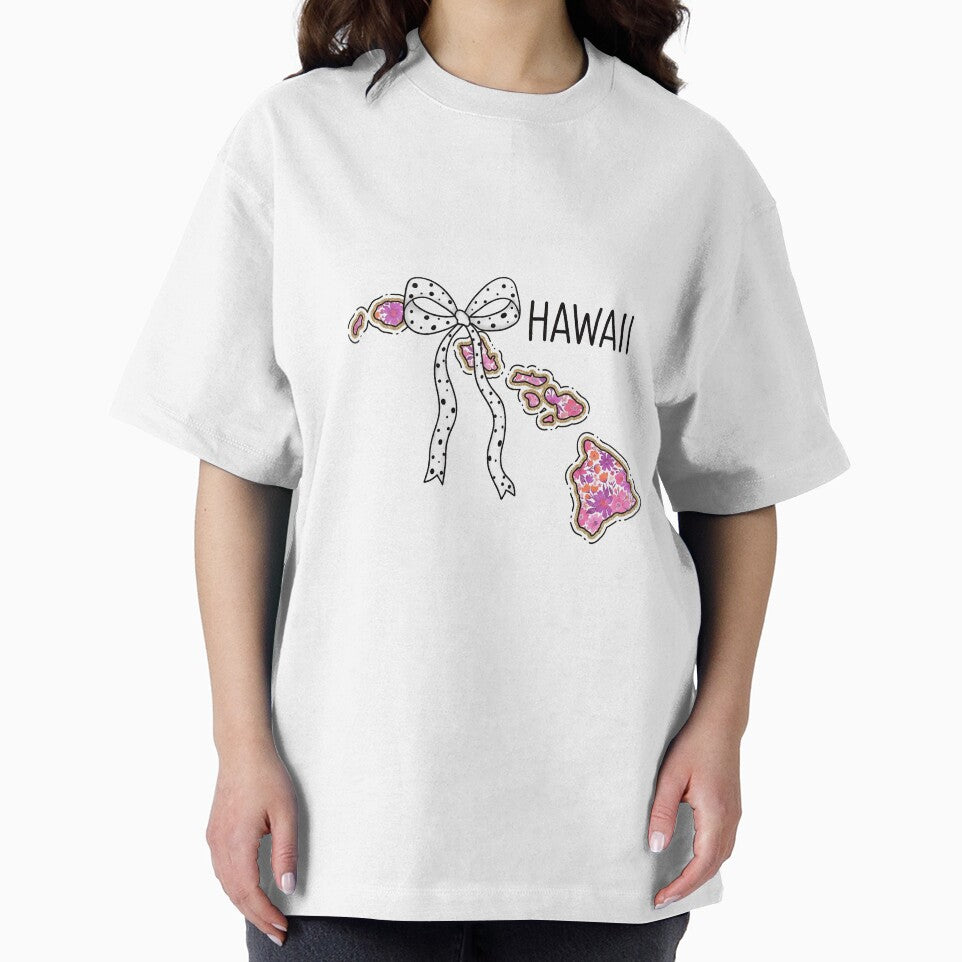 Cute Hawaii Floral Map Graphic Coquette Bow Design by Paper Drip