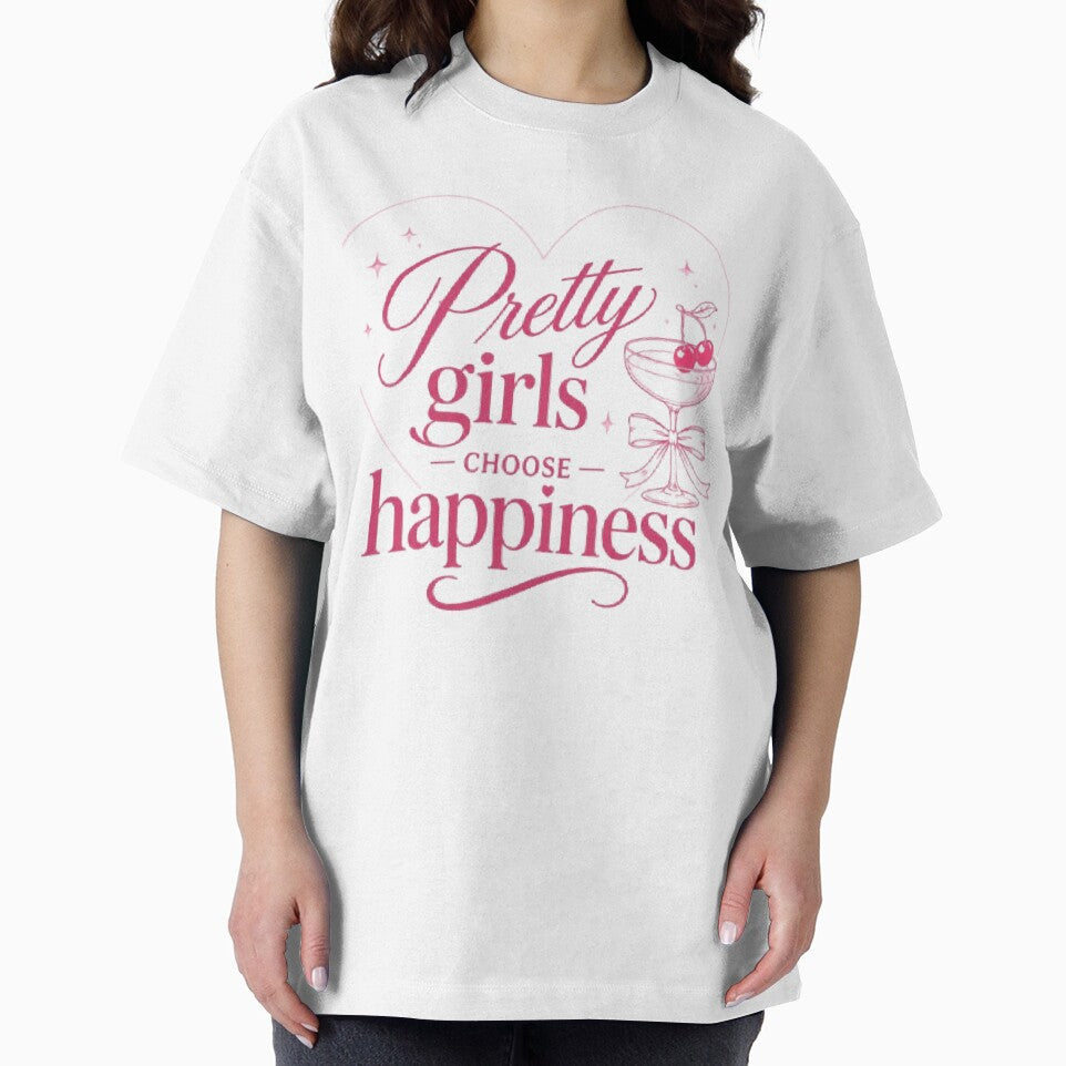 Pretty Girls Choose Happiness Coquette Cherry Cocktail Glass Pink Aesthetic Sticker by AveniaOficial