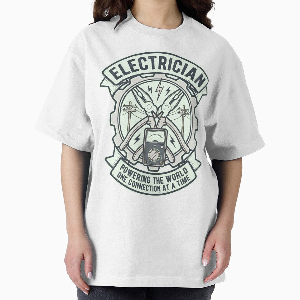 Electrician Powering The World One Connection At A Time T-Shirt by LumyFlow