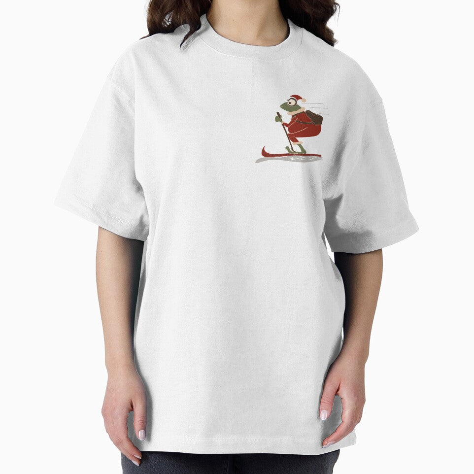 Festive Santa Frog with Backpack – Whimsical Christmas Design by Clara Fruggeri