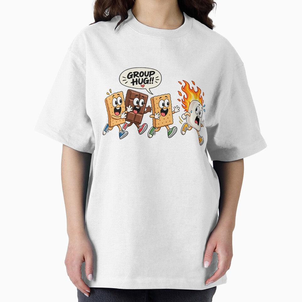Funny Smores Group Hug Camping Shirt Design | Campfire Marshmallow Cartoon Art by tarzbol