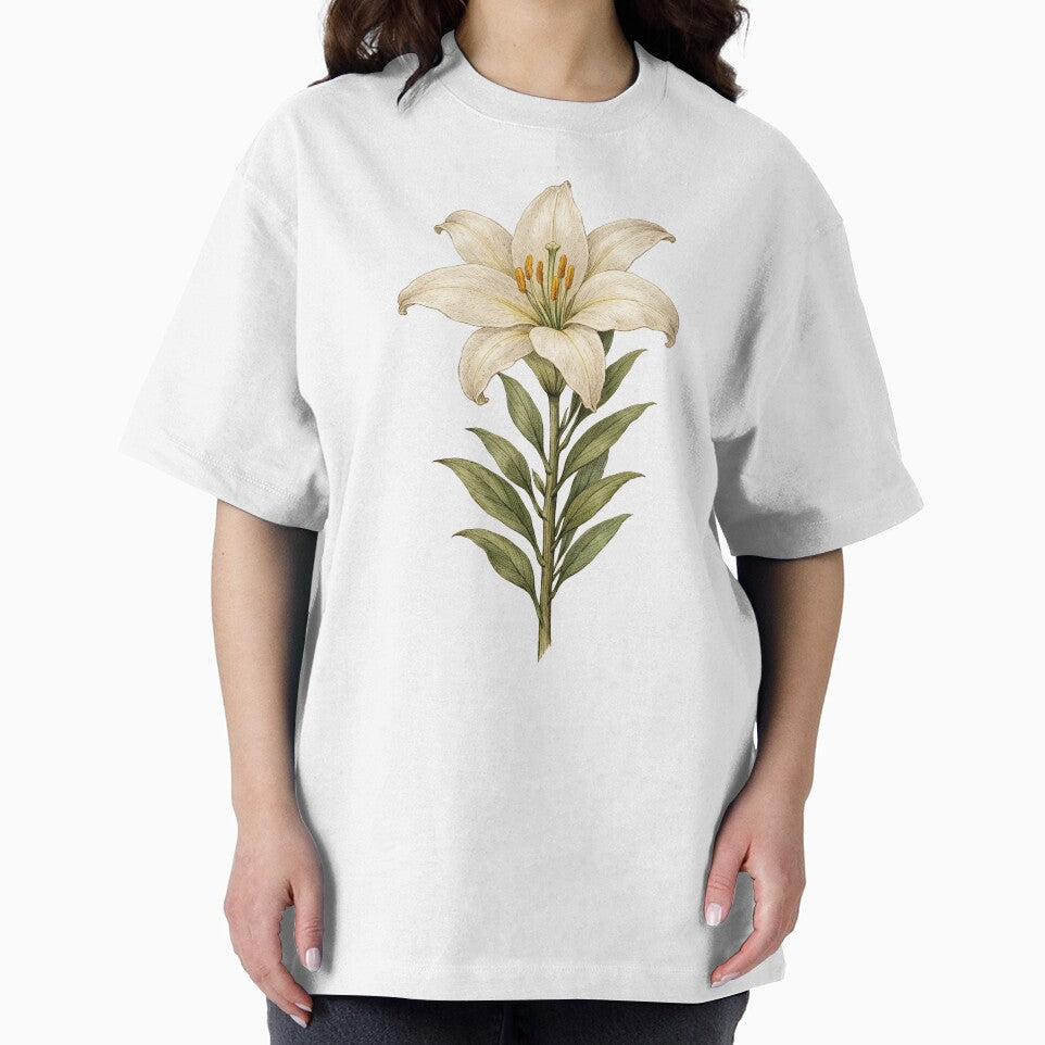 Vintage White Lily Botanical Illustration - Antique Flower Print by Darlin8888