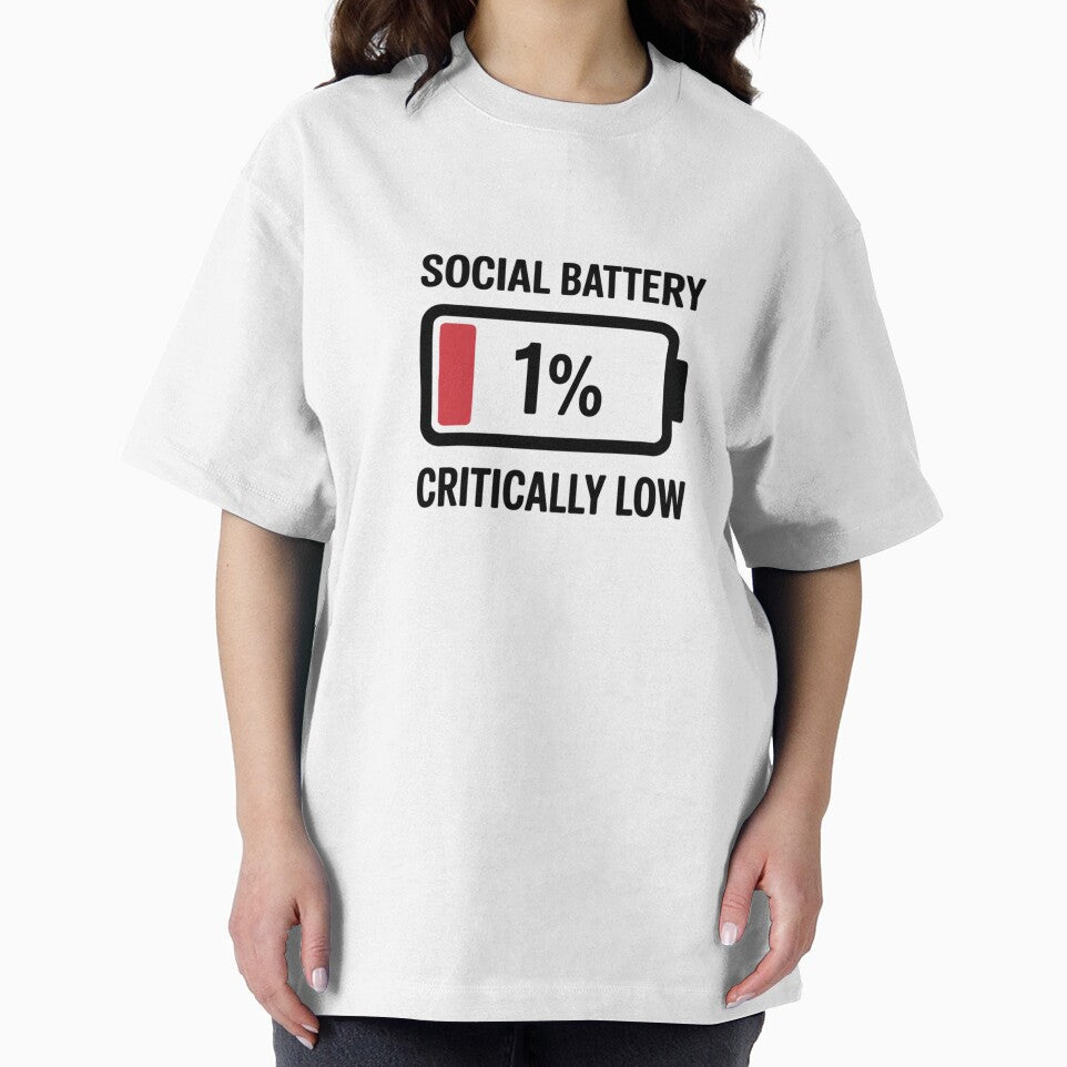 Funny Social Battery Low Introvert Anxiety Humor Gift Shirt by QuikFun