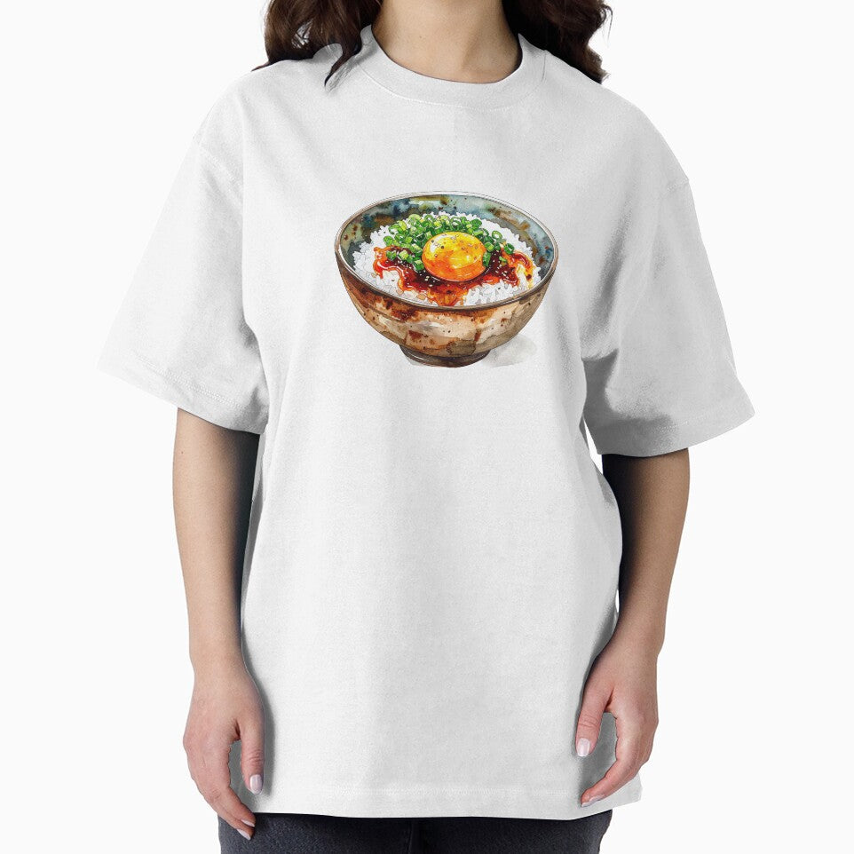Japanese Rice Bowl Egg Watercolor Illustration by BetweenForms