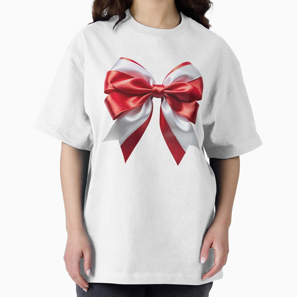 coquette aesthetic red and white satin bow by DuskTillDown