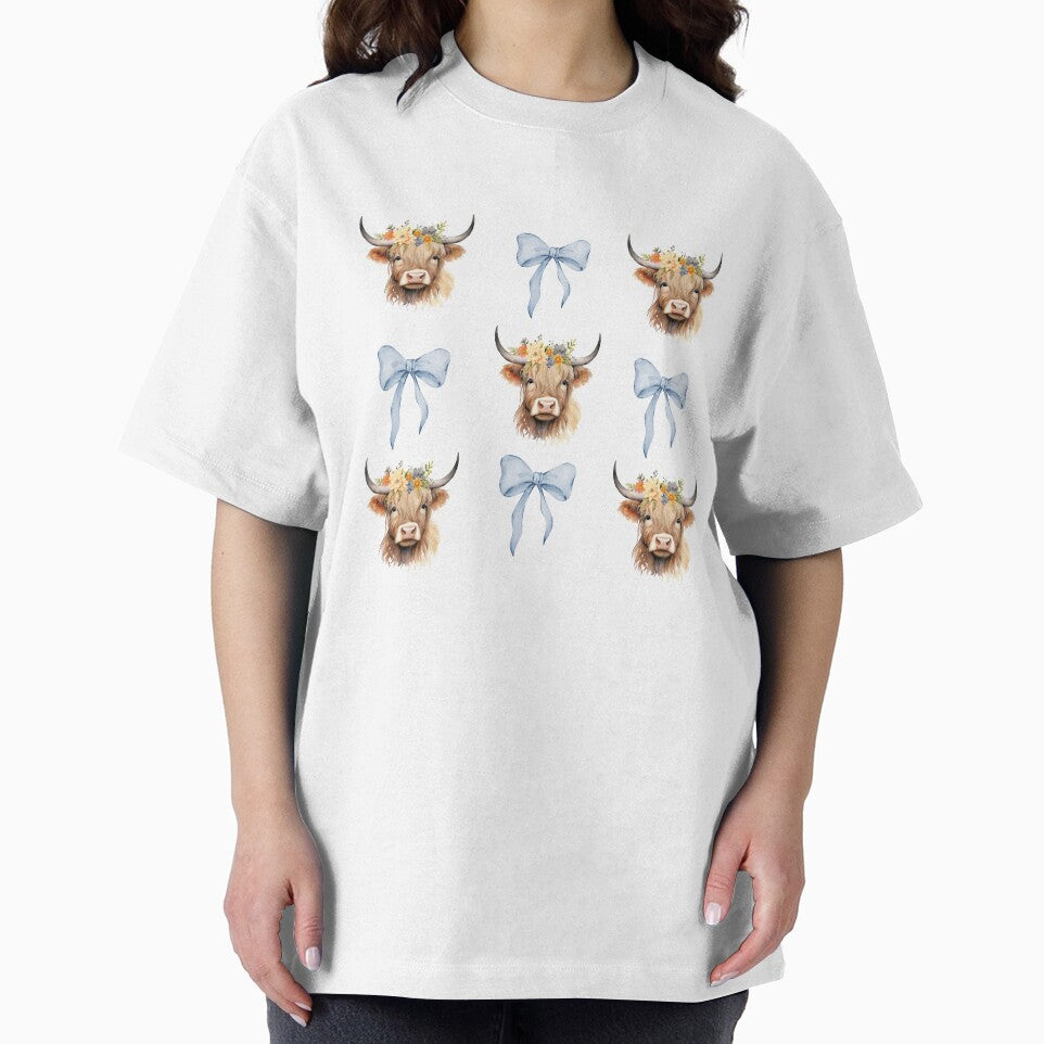 Blue Coquette Cow Shirt | Highland Cow Shirt | Farm Tee | Girly Western Tee | Cute Cow Tee | Women's Graphic Tshirt by saltwater-grace