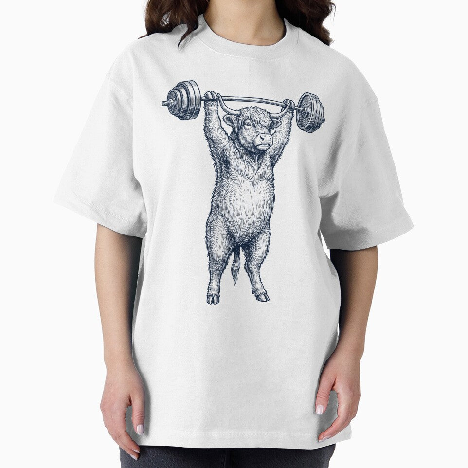 Vintage Highland Cow Weightlifting Deadlift Gym Animal Lover by DoodleTortle